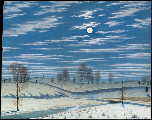 Henry Farrer: Winterszene im Mondlicht (1869)