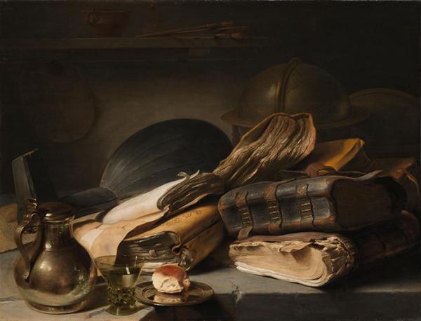Jan Lievens: Stillleben mit Büchern (Vanitas) (um 1628)