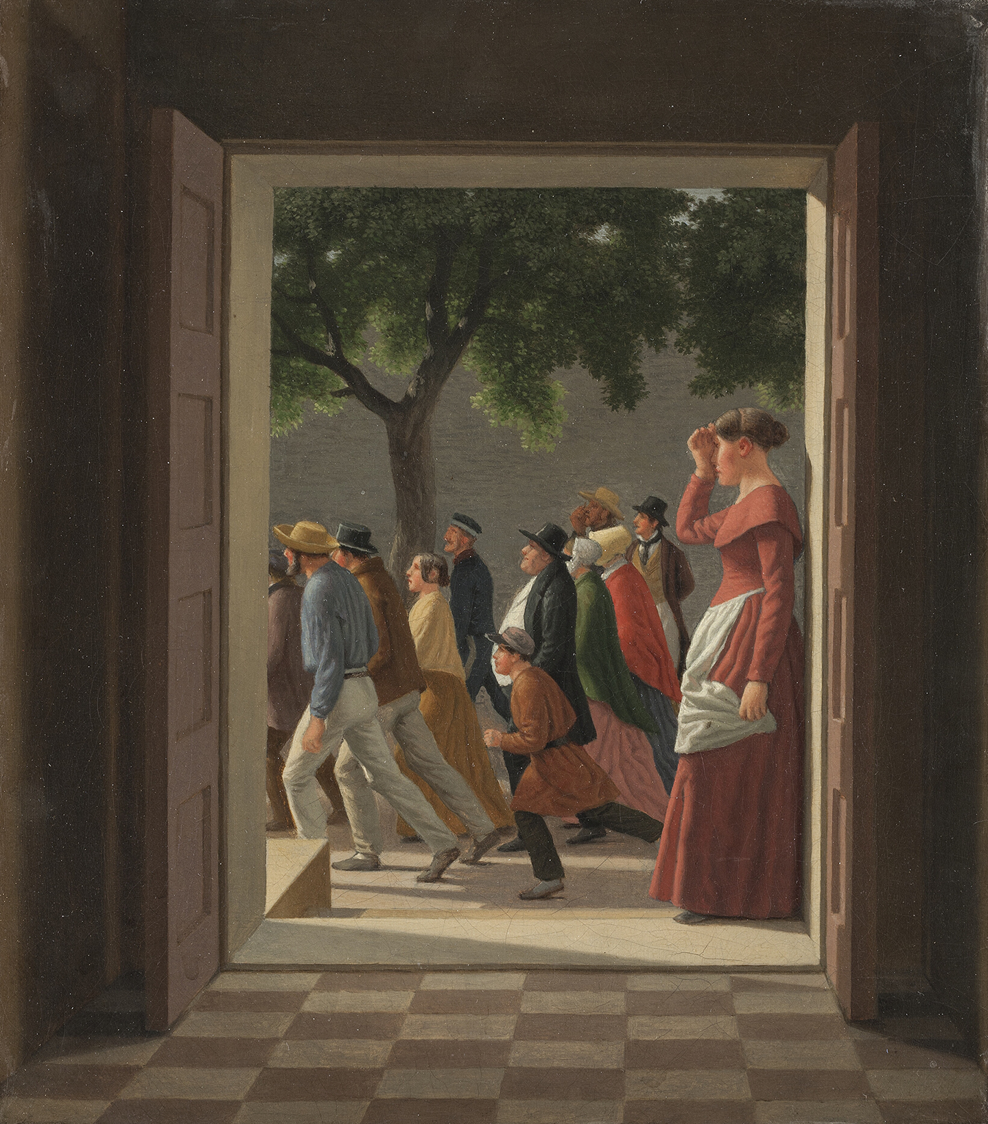 C. W. Eckersberg: Blick durch eine Tür auf laufende Figuren (1845)