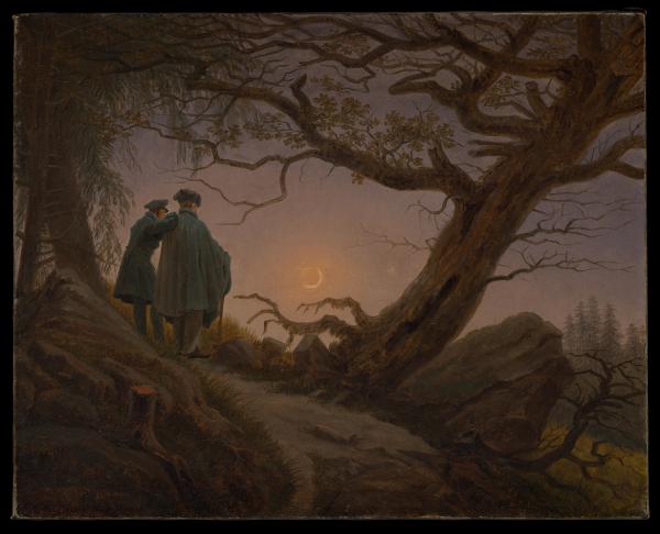 Caspar David Friedrich: Zwei Männer in Betrachtung des Mondes (um 1825–1830)